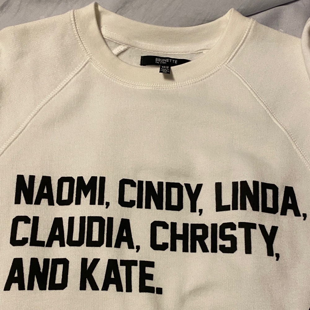 Brunette The Label Roll Call Cream Sweatshirt with Black Text